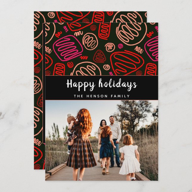 Julstilig Enkel linjekonst Jul Familjefoto Julkort (Fram/baksida)