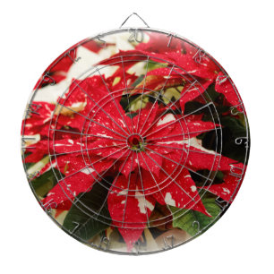Julstilig röd vit blomsterpoinsettia darttavla