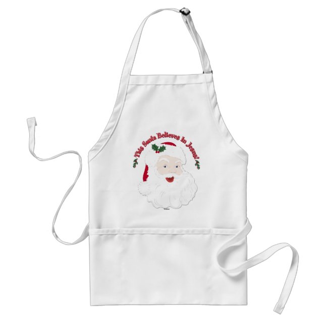 Julstils Santa Denna Santa Tro På Jesus Förkläde (Framsidan)