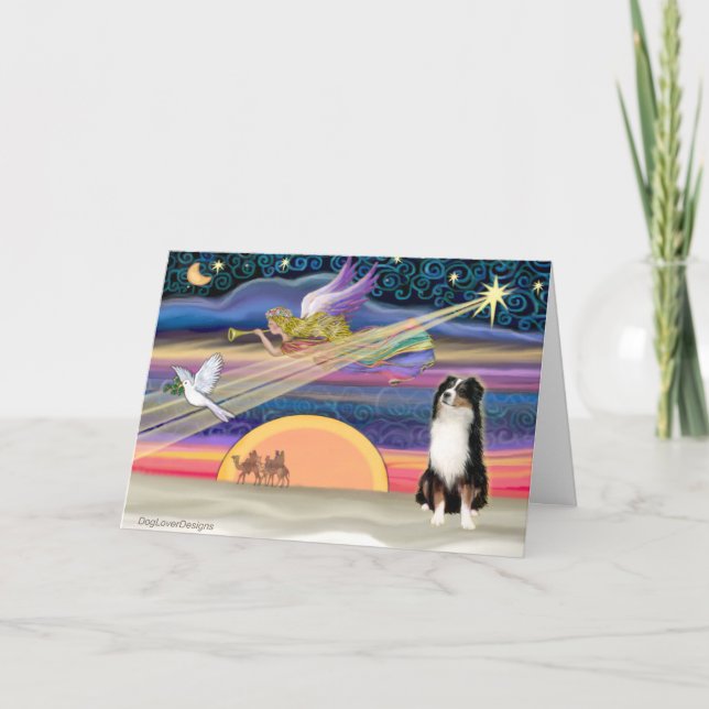 Julstjärna - Australian shepherd (Tri) Helgkort (Framsida)