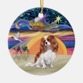 Julstjärna - Blenheim Cavalier King Charles Julgransprydnad Keramik