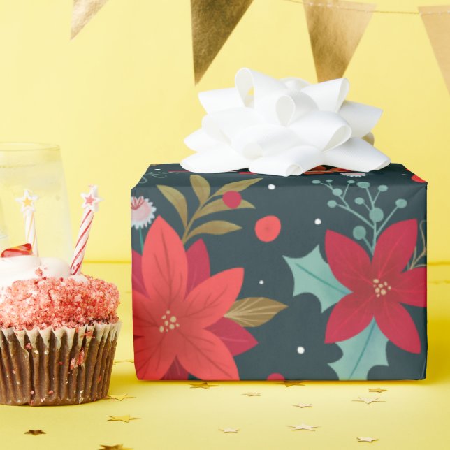 Julstjärna Blommor, Mistletoe och Wintergreen Presentpapper (Födelsedagsfest)