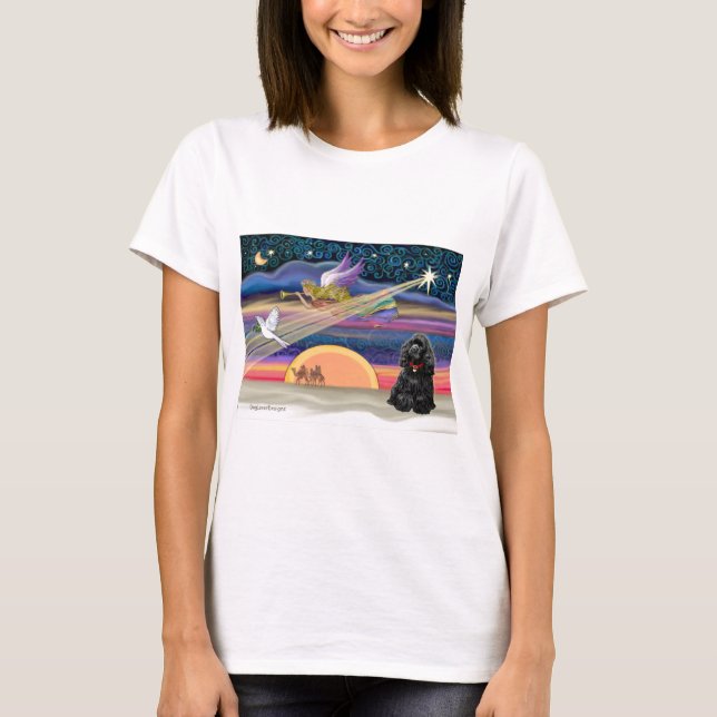 Julstjärna - Cocker Spaniel (svart) T-shirt (Framsida)