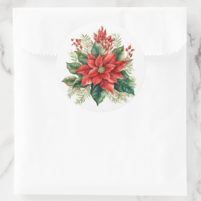 Julstjärna-dekaler Runt Klistermärke (Väska)