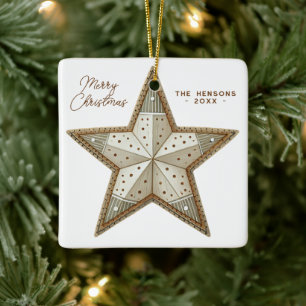 Julstjärna dekorerad Glad jul Julgransprydnad Keramik