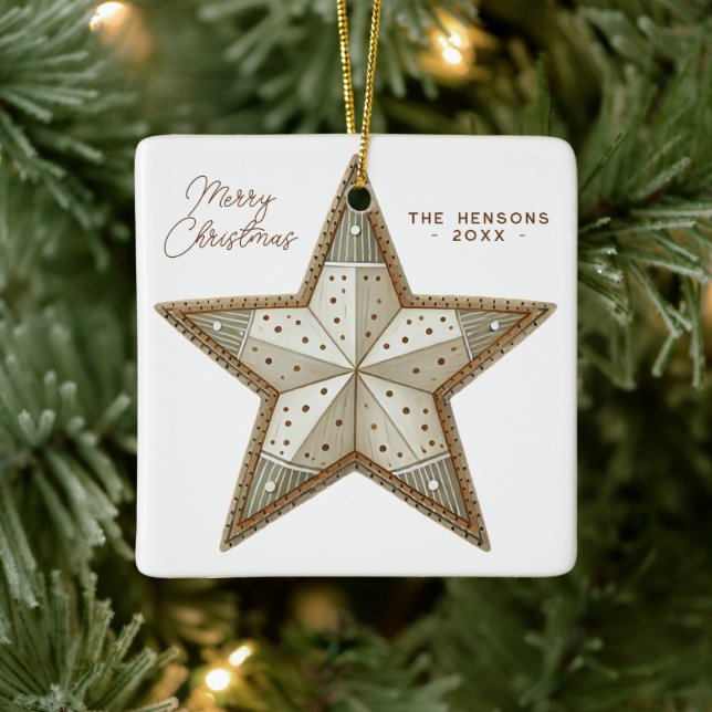 Julstjärna dekorerad Glad jul  Julgransprydnad Keramik (Träd)