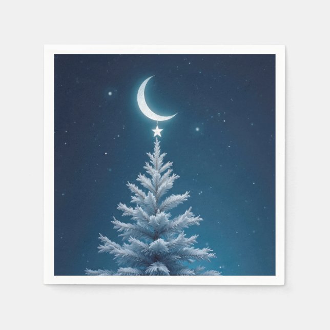 Julstjärna dinglande från en halvmåne pappersservett (Framsidan)