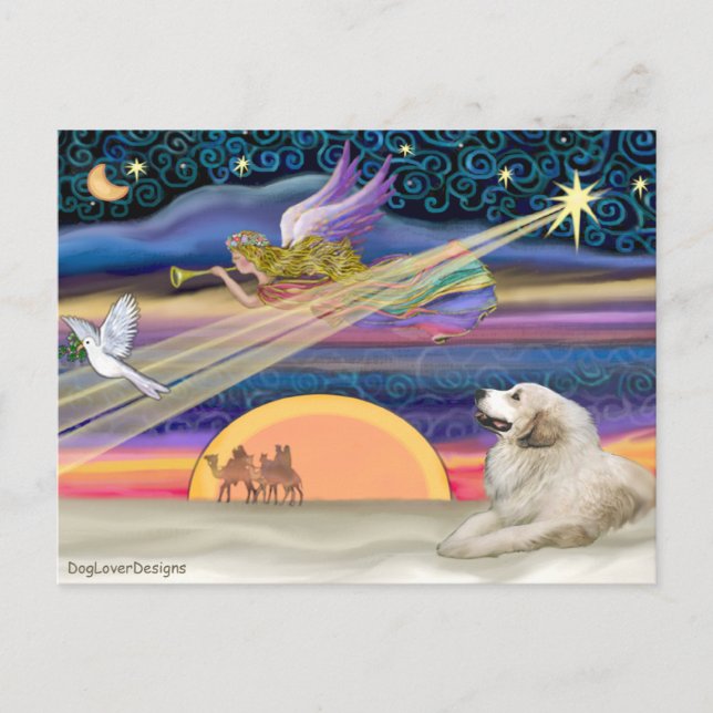 Julstjärna - Great Pyrenees 1 Helg Vykort (Framsida)