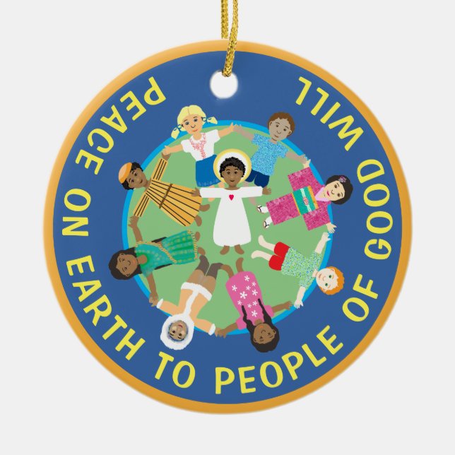 julstjärna och Jesus Peace Ceramic Ornament (Framsidan)