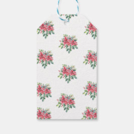 Julstjärna och julros akvarell jul presentetikett