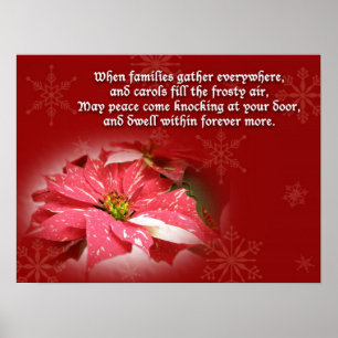Julstjärna på rött med diktaffischen poster