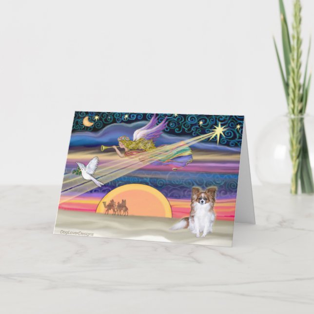 Julstjärna - Papillon (röd sable) - Helgkort (Framsida)