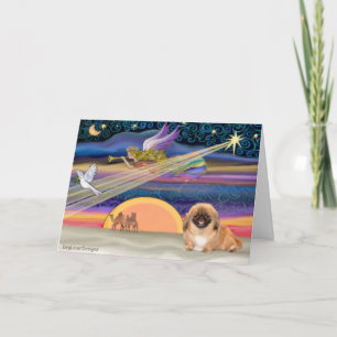 Julstjärna - Pekingese #1(röd) Helgkort