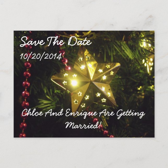 Julstjärna Personlig Rädda Datum Meddelande Vykort (Framsida)