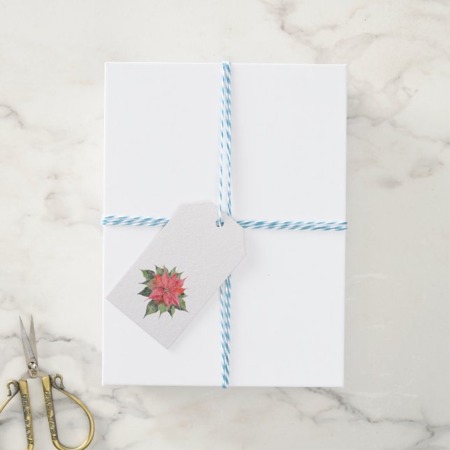 Julstjärna  presentetikett (With Twine)