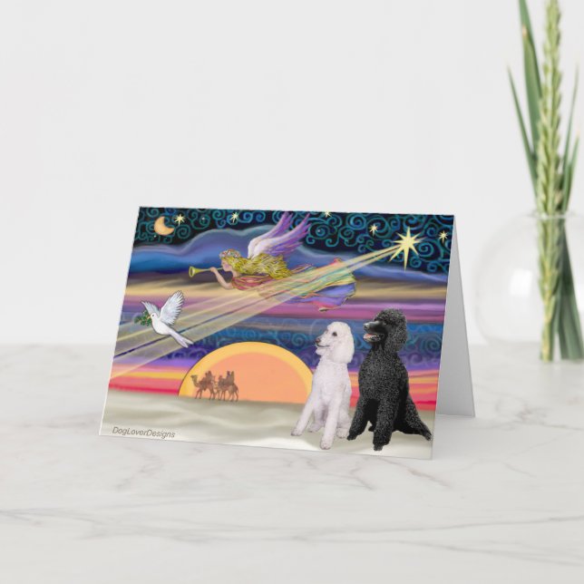 Julstjärna - Pudel (två standarder) - Helgkort (Framsida)