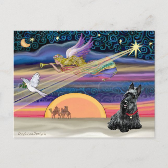 Julstjärna - Scottish Terrier 2B Helg Vykort (Framsida)