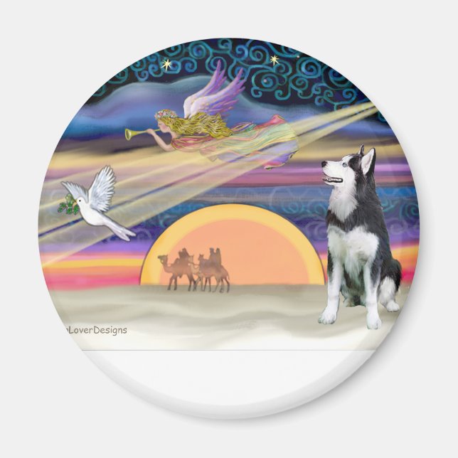 Julstjärna - Siberian Husky 1 Magnet (Framsidan)