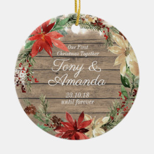 Julstjärna som vår första jul smyckar tillsamma julgransprydnad keramik