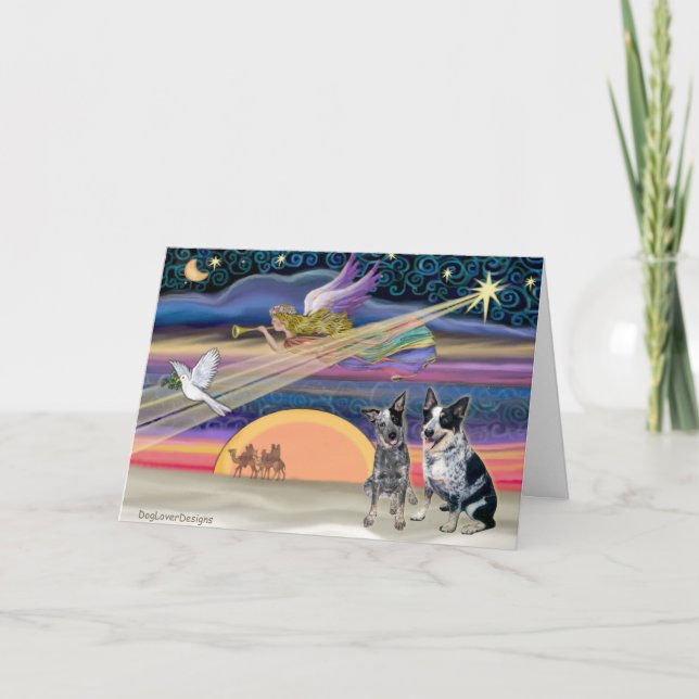 Julstjärnan - Australian Cattle Hundar (2) Helgkort (Framsida)