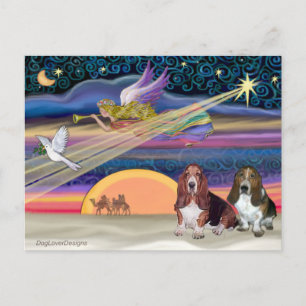 Julstjärnan - Basset Hounds (2) Helg Vykort