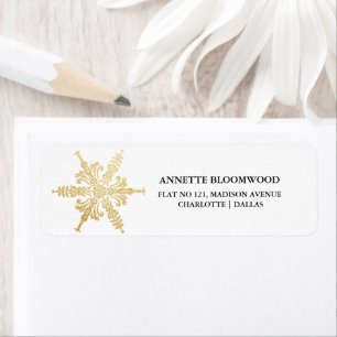 Julstjärnan Faux Gold Foil Returadress Etikett