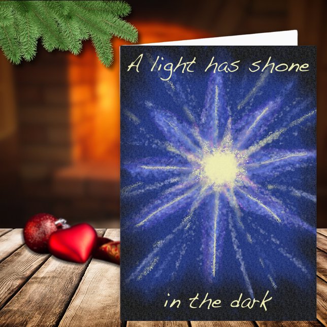 Julstjärnan för den  kristna konstens bibelcitat hälsningskort (Christmas star modern art and bible quote religious holiday greetings card)