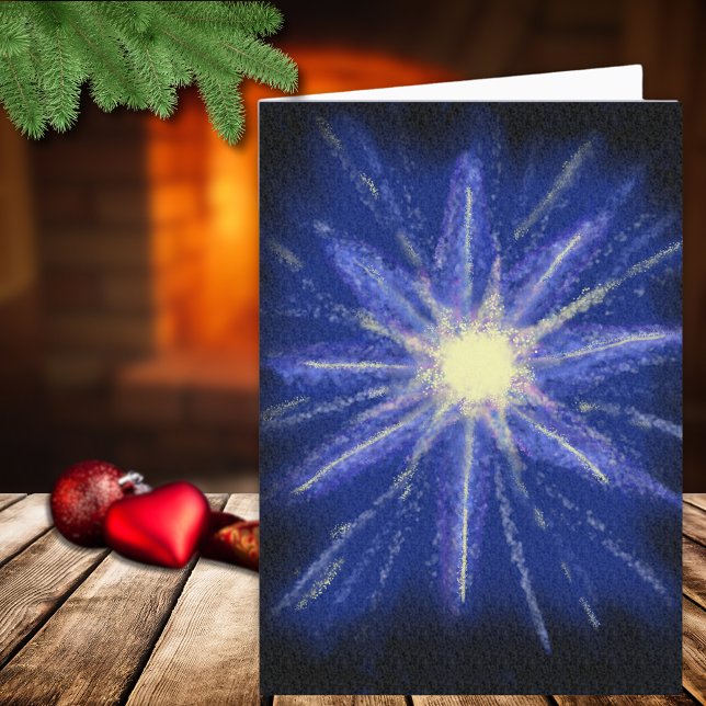 Julstjärnan i  Bible Verse Christian Art Hälsningskort (Christmas star modern art and bible quote religious holiday greetings card)