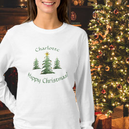 Julstjärnan, Lägg till Namn, Festive, Dam T Shirt