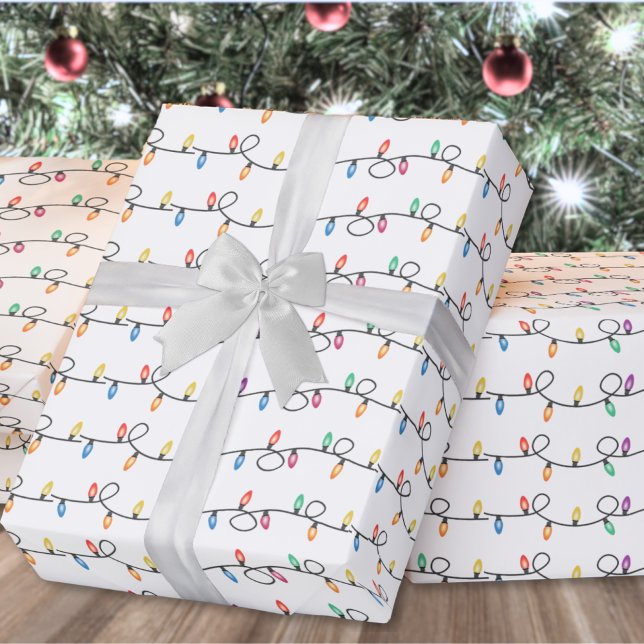 Julstjärnan Ljus Presentpapper (Festive Holiday Christmas String Lights Wrapping Paper )
