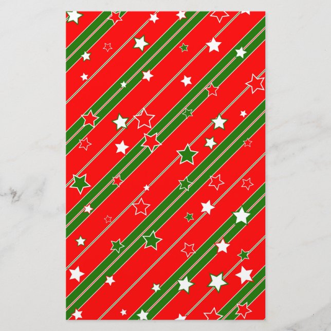 Julstjärnan Mönster, röd och Grönt Brevpapper (Framsida)