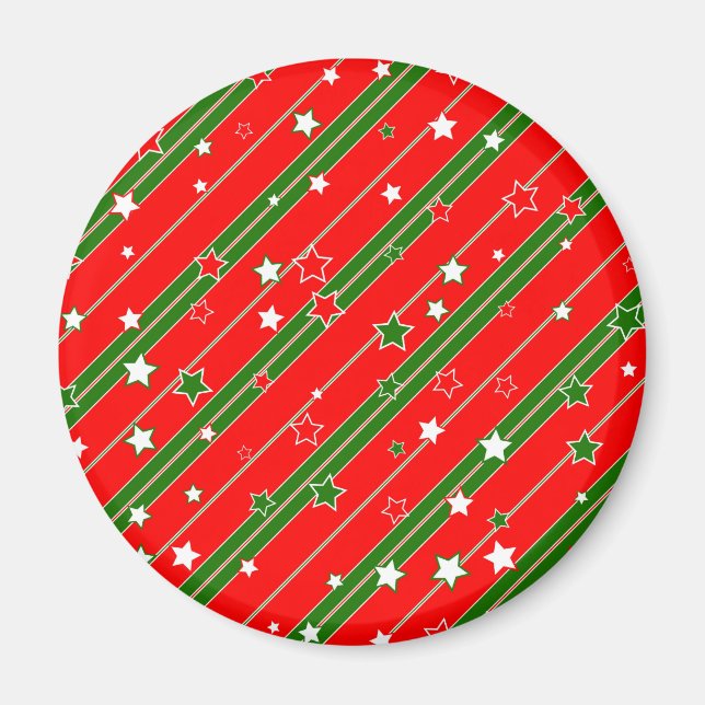 Julstjärnan Mönster, röd och Grönt Magnet (Framsidan)