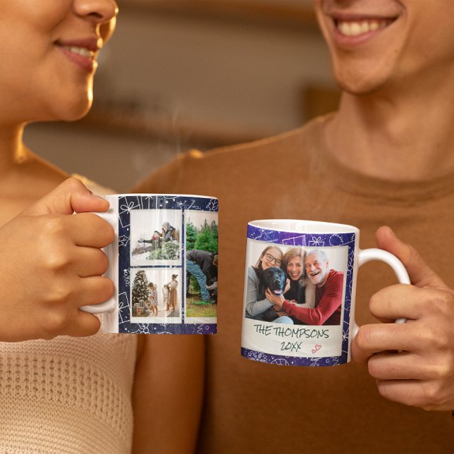 Julstjärnan Nattdockor 6 Fotofamilj Gift Kaffemugg (Skapare uppladdad)