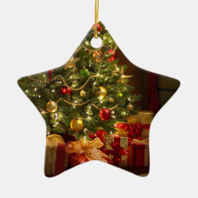 Julstjärnan Ornament/Träd och Presenter Julgransprydnad Keramik (Framsidan)