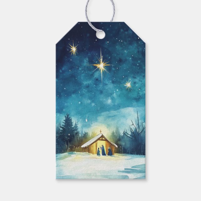 Julstjärnan över Manger Presentetikett (Framsidan)