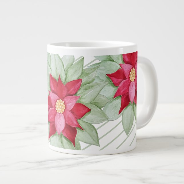 Julstjärnan Poinsettia Watercolor Jumbo Mugg (Framsida höger)