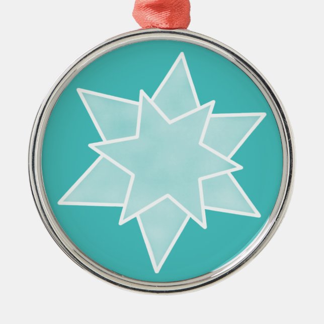 Julstjärnan Premium Ornament, Turkos Julgransprydnad Metall (Framsidan)