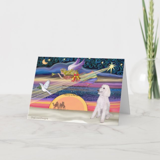 Julstjärnan - Pudel (vit standard) - Helgkort (Framsida)