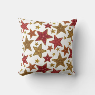 Julstjärnan Red Guld Modern Rustic Farmhouse Kudde