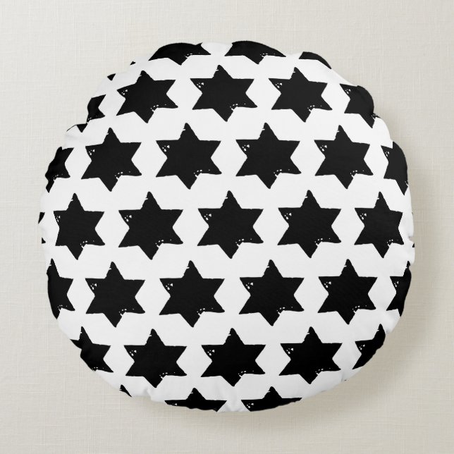 Julstjärnans potatisutskrift rund kudde (Framsidan)