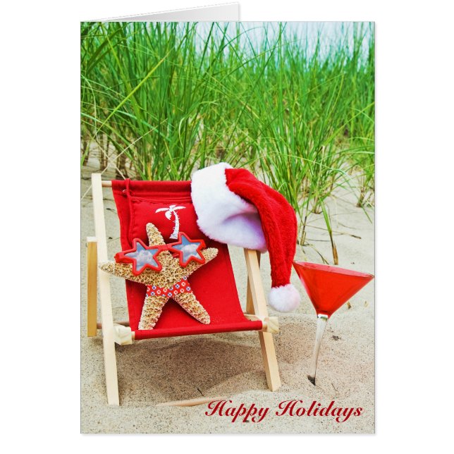 Julstjärnfisk med dryck hälsningskort (Framsidan)