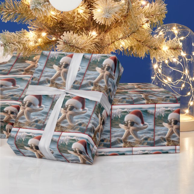 Julstjärniga sjöstjärnan i havet presentpapper (Helgdagar)