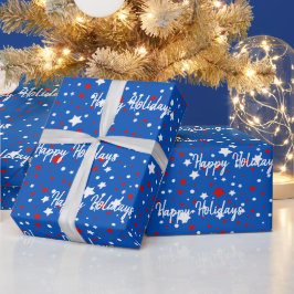 Julstjärnor i blått presentpapper