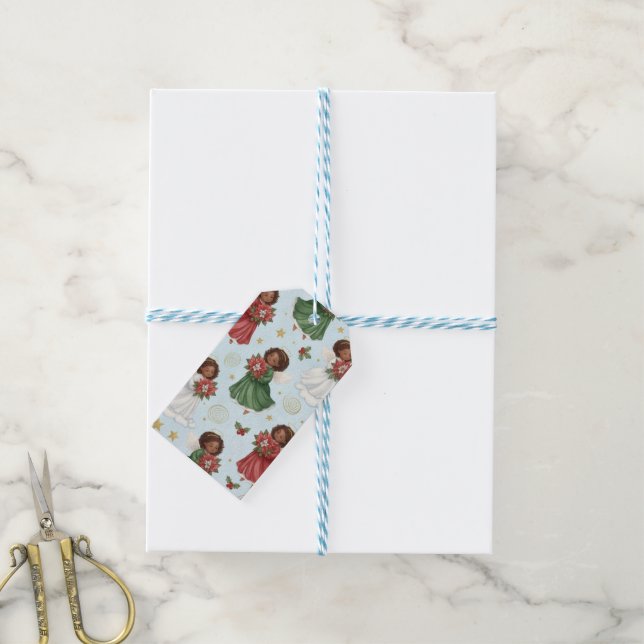 Julstjärnor i Poinsettia  Presentetikett (Med Snöre)