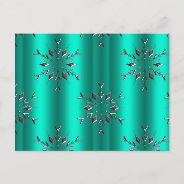 Julstjärnor i Teal och Silver Vykort (Framsida)