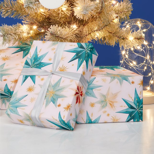 Julstjärnor Ornament Grönten Guld jul Presentpapper (Helgdagar)