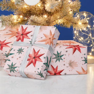 Julstjärnor Ornament Red Blue Modern jul Presentpapper