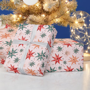 Julstjärnor Ornament Red Blue Modern jul Presentpapper