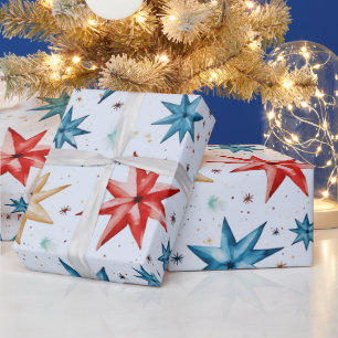 Julstjärnor Ornament Red Blue Modern jul Presentpapper