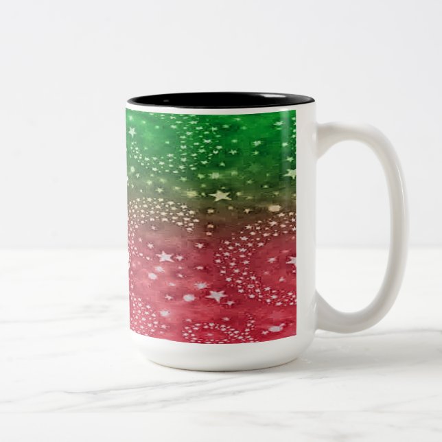 Julstjärnor, röd och Grönt, kaffe, Mugg (Höger)